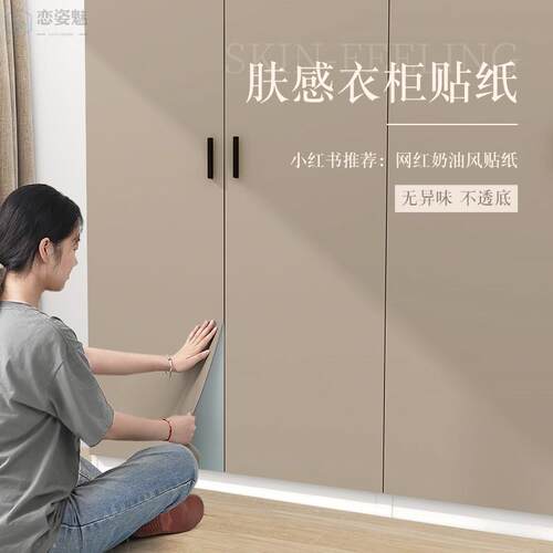 肤感衣柜贴纸翻新自粘门子美
