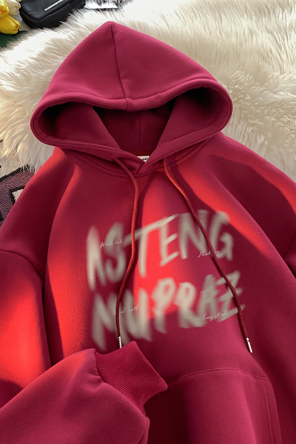wassuphappy字母连帽卫衣男款秋冬季潮流美式高街上衣服休闲外套,男装卫衣,电商A336
