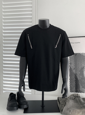 2025春夏新款拉链短袖T恤A336-GX0026-P45-限价68（纯棉）