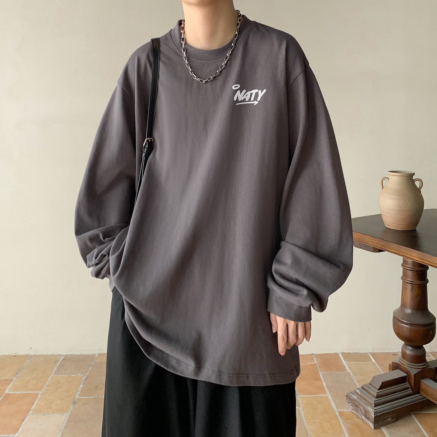 2025秋季新款印花长袖T恤A336-THCTLK0026-P45-限价58（纯棉）,男装T恤,电商A336