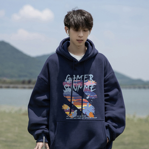 日系cityboy连帽卫衣男款春秋季涂鸦学生青少年帅气大码潮流外套