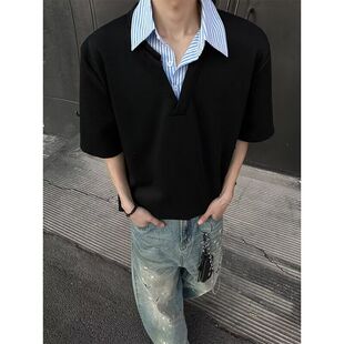 假两件衬衫 特P30 CD33 潮牌高级感 T恤男款 夏季 领短袖 A336