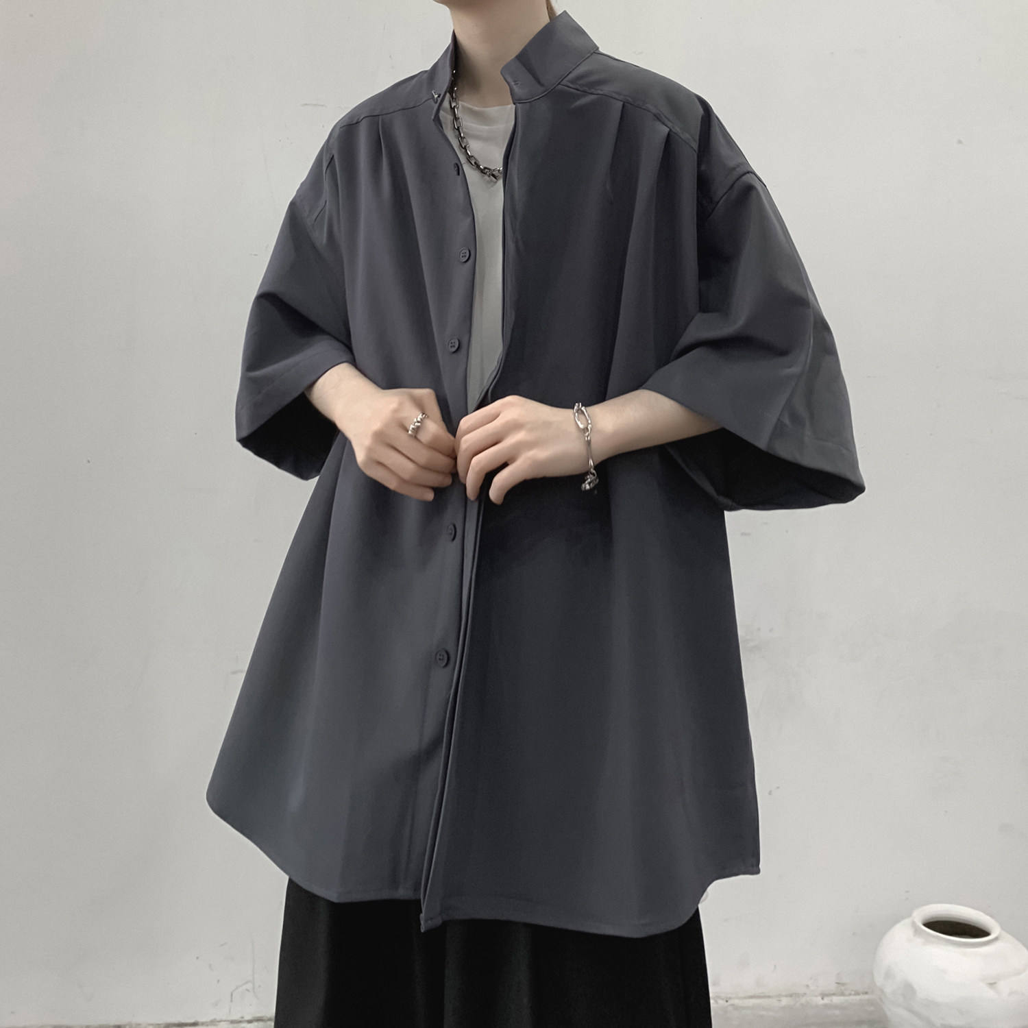 2024春季新款衬衫A336-CS019-P55-限价68（100聚酯纤维）,男装衬衫,电商A336