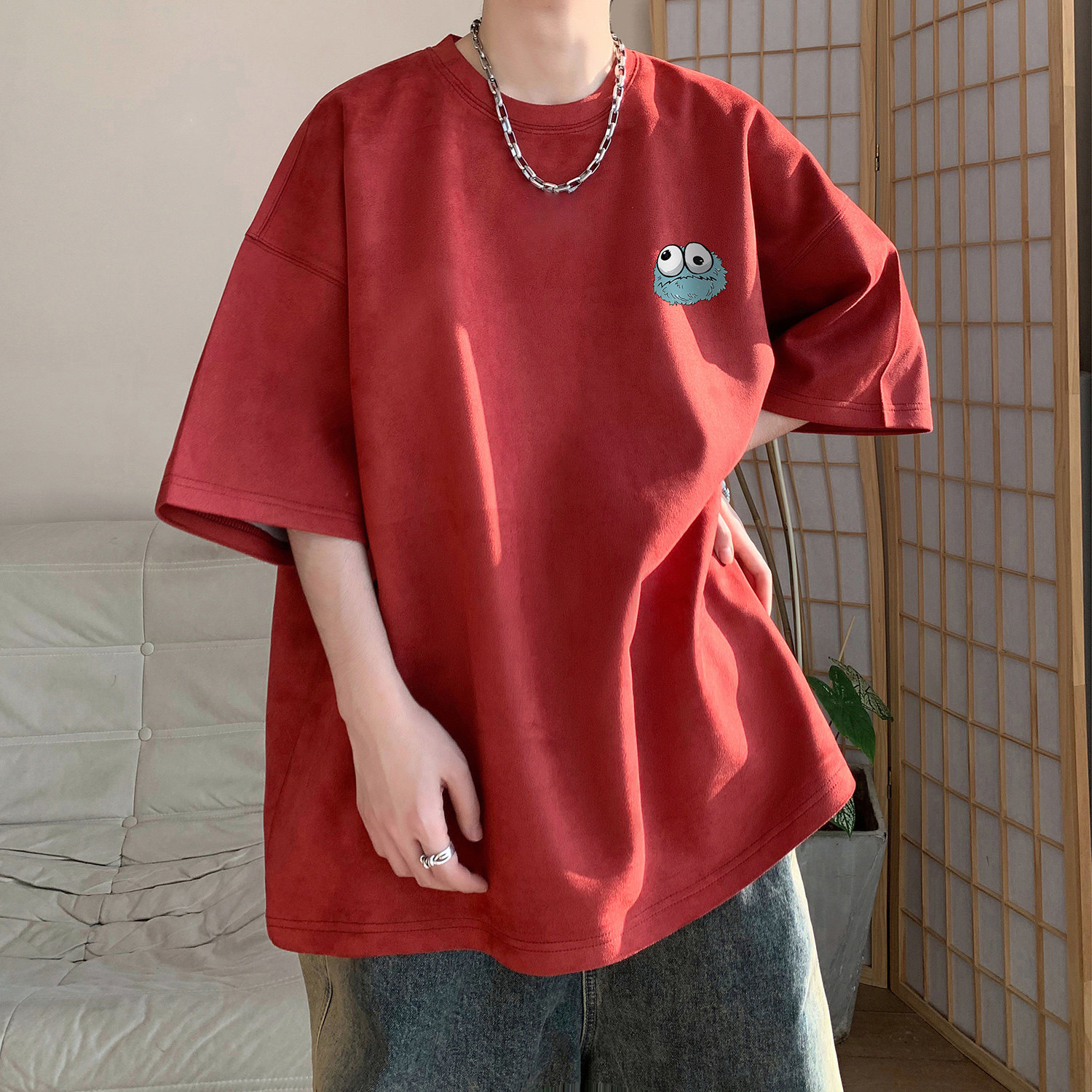 重磅麂皮绒短袖T恤A336-THJPDX09-P38-限价48（95聚酯纤维5氨纶）,男装T恤,电商A336