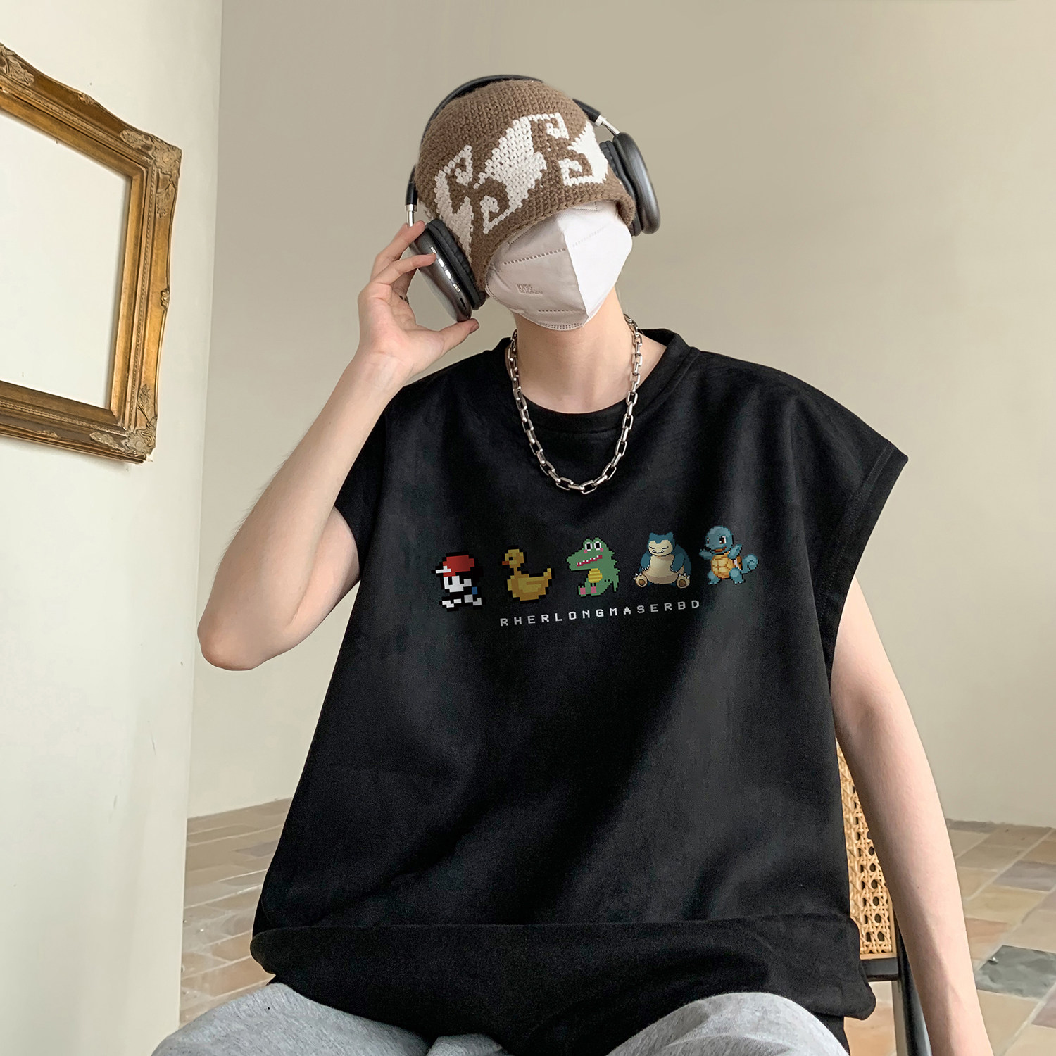 重磅麂皮绒印花背心A336-THJPBX38-P28-限价38（95聚酯纤维5氨纶,男装背心/马甲,电商A336