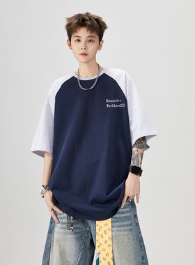 2025夏季新款拼色短袖T恤A336-THPSDX0035-P48-限价68（纯棉）