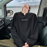 肌理感v领长袖t恤男款春秋季2025新款青少年休闲百搭慵懒风打底衫，男装T恤，电商A336