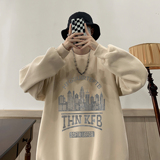 WASSUPHAPPY杏色美式复古卫衣男秋季潮牌宽松情侣加绒重磅上衣服，男装卫衣，电商A336