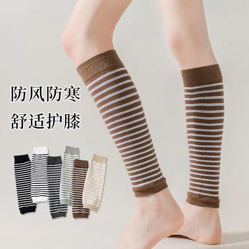 小腿条纹袜套女夏季薄款空调房保暖护腿高筒堆堆袜学院风运动护腿