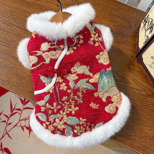 狗狗过新年喜庆醒狮衣服宠物比熊