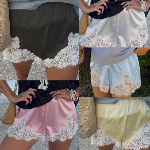 Lace lace wide leg shorts 2025欧美秋季新款蕾丝花边阔腿短裤