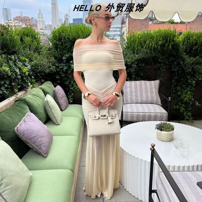Strapless Ruched Mesh Fitted Dress 抹胸褶皱网纱修身连衣裙