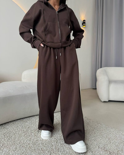 欧美风时尚休闲宽松连帽外套长裤两件套Hooded top and pants set