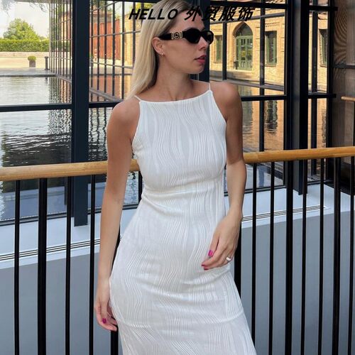 Sexy Backless Slim-Fit Slip Dress 欧美性感露背吊带修身连衣裙