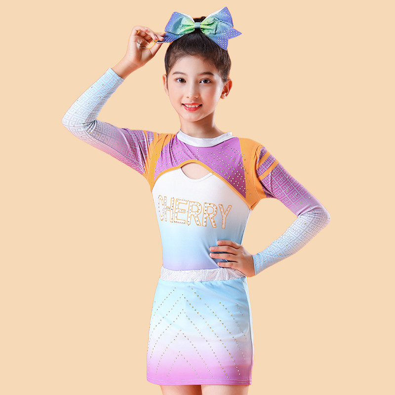 新款啦啦操比赛服儿童啦啦队演出服竞技健美操服装学生运动会套装