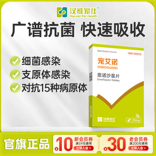 汉维宠仕宠艾诺宠物恩诺沙星片狗猫咪细菌感染支原体感染消炎药