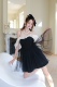 2023年春季 连衣裙 EMELIA小众小香风黑系撞色蓬蓬高腰款 新款 ALALA