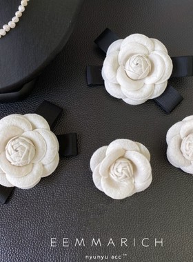 韩国百搭大气黑色蝴蝶结山茶花胸针立体花朵高档别针胸花大衣配饰