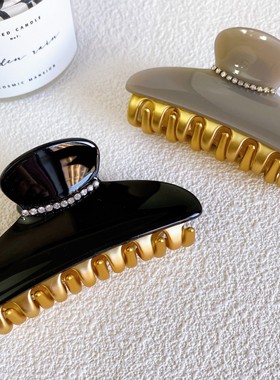 复古法式黑色抓夹精致高端亚克力水钻发夹基础发抓盘发夹子女头饰