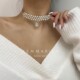 韩国小众设计感简约复古珍珠项链女水晶吊坠单钻锁骨链项圈choker