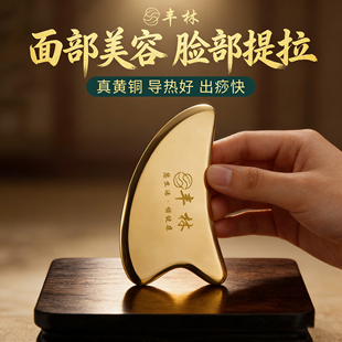 丰林纯黄铜刮痧板面部脸部美容法令纹二合一刮脸板海豚眼部拨筋棒
