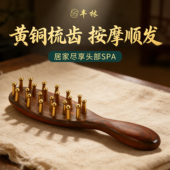 丰林黄铜头部经络梳头皮头疗疏通经络穴位女士宽齿头发便携按摩刷