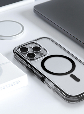 适用苹果16promax新款防摔手机壳透明黑边magsafe磁吸充电iphone16pro保护套情侣plus  ins风patchworks