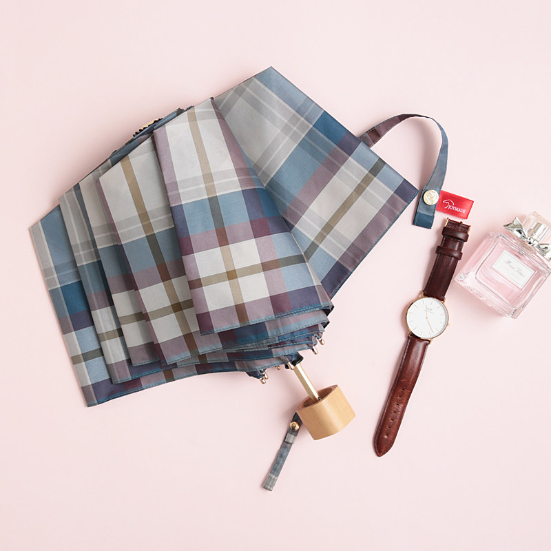 环保收纳购物袋防风伞伞女晴雨两用木柄创意复古格子超轻三折叠雨在类目 居家日用, 伞/雨具/防雨/防潮, 伞中 - 来自Buy2taobao.com提供专业的淘宝代购服务