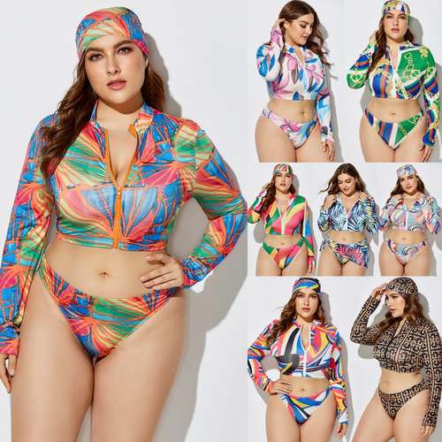 fat lady swimsuits plus size women bikini set 肥婆泳装比基尼