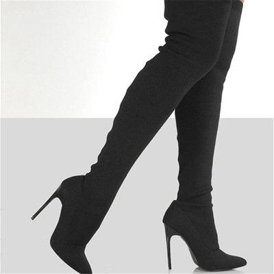 women knee-high boots Stretch boots high heel boots过膝长靴