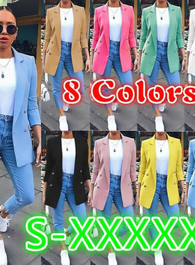 Women's Suit Jacket时尚翻领开衫中长款气质西装外套女