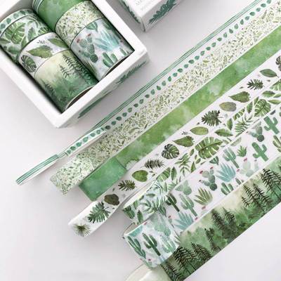 8 pcs/pack Green Leaves Cactus Washi Tape Set