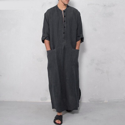 Men Islamic Thobe Pockets Robes Man Kaftan 男士宽松长袍衬衫