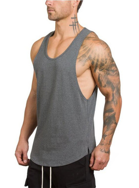 Mens vest solid color summer V-neck Man gym Singlet男背心V领