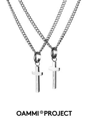 OAMMI原创设计男潮牌街舞嘻哈双十字架吊坠项链钛钢女情侣送礼