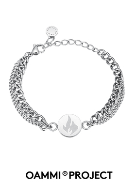 OAMMI原创潮牌钛钢不掉色嘻哈火焰双链手链小众设计百搭情侣送礼