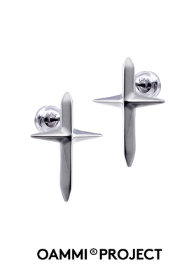 OAMMI中性潮酷男女十字架嘻哈个性耳环送礼