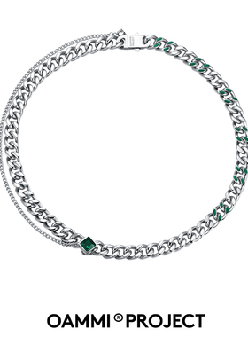 OAMMI原创彩色拉丝古巴链男嘻哈女同款项链欧美潮流百搭锁骨链