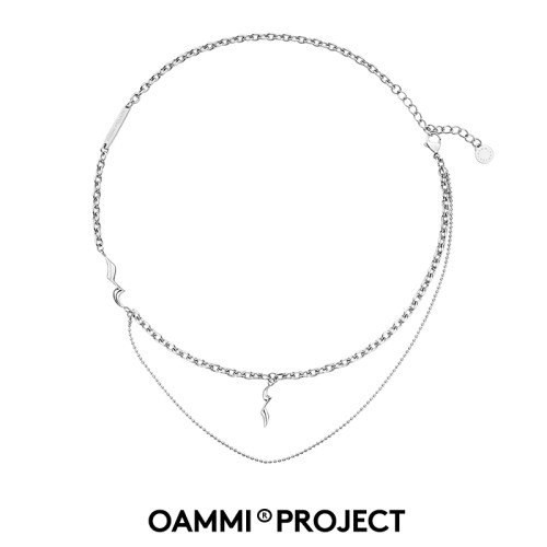oammi钛钢音符情侣锁骨链