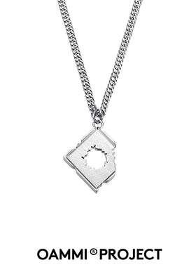 OAMMI原创设计潮牌破裂砖头吊坠男女项链嘻哈百搭简约钛钢情侣