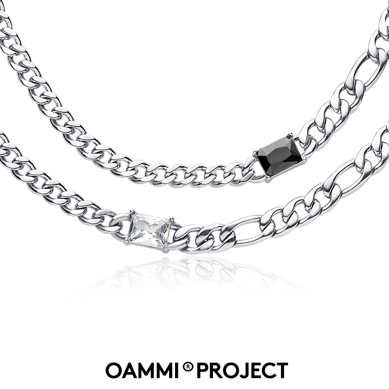 oammi拼接男女锆石项链