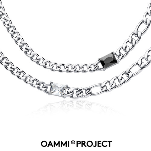 oammi拼接男女锆石项链