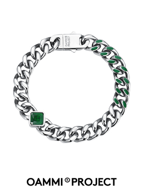 OAMMI原创潮牌彩色高级感古巴链手链男潮钛钢情侣款送礼小众
