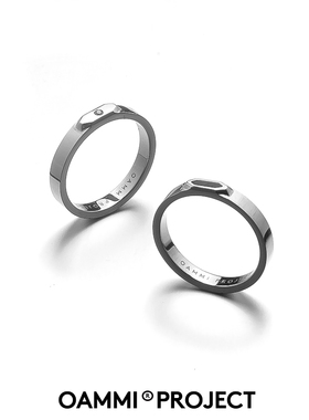 OAMMI原创设计小众凹凸LOGO戒指男士简约冷淡风百搭叠戴单身送礼