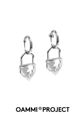 OAMMI原创设计新款心锁耳环男女钛钢耳夹情侣款百搭潮牌耳饰送礼