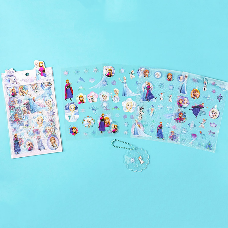 爱莎公主4张咕卡贴纸套装冰雪奇缘镭射透明pvc手账素材Elsa女王