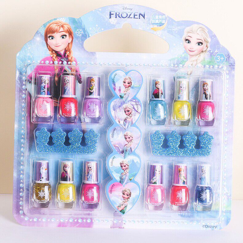 冰雪奇缘玩具水溶性指甲油女孩12瓶套装艾莎公主女童礼物Elsa女王