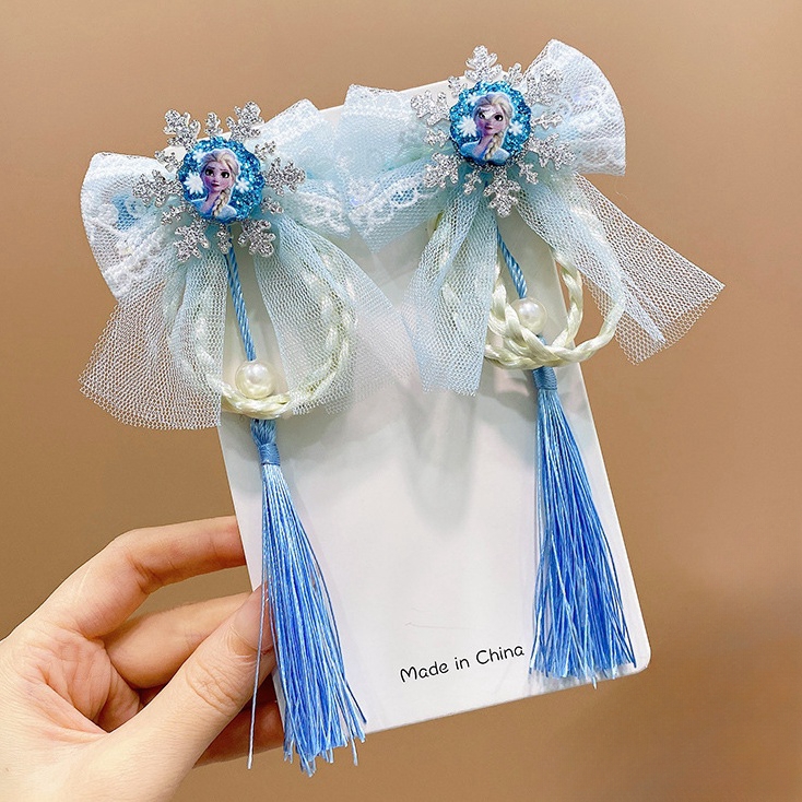 冰雪奇缘Elsa女王发夹儿童辫子女童可爱流苏发卡发饰艾莎公主头饰