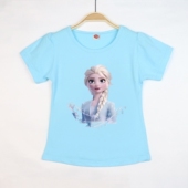 T恤纯棉女孩半袖 冰雪奇缘童装 儿童女童艾莎公主短袖 Elsa女王上衣