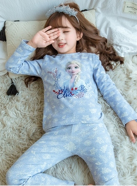 爱莎公主秋衣秋裤女童儿童Elsa女王小学生冰雪奇缘保暖内衣套装